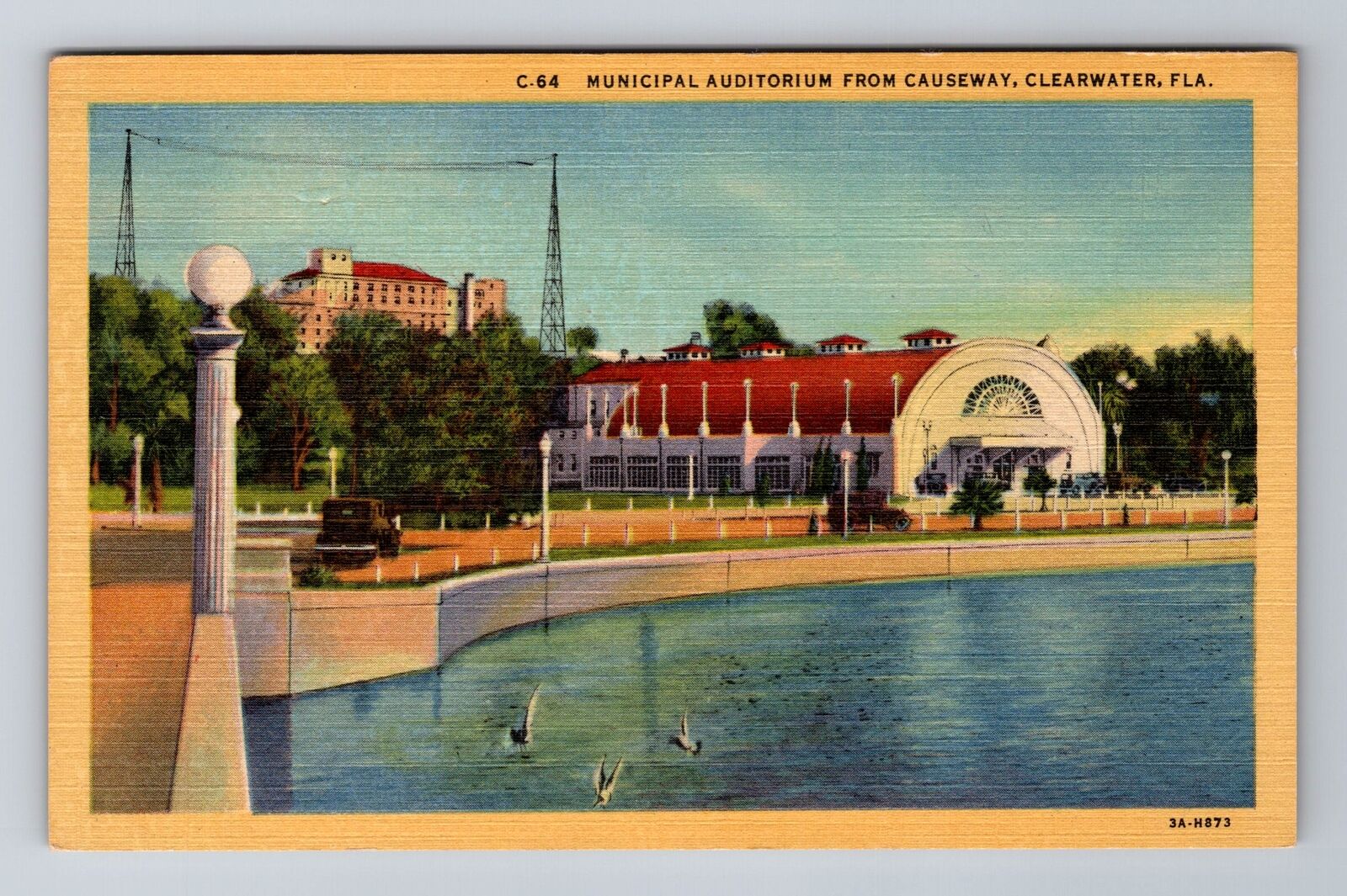 Clearwater FL-Florida, Municipal Auditorium from Causeway, Vintage Postcard