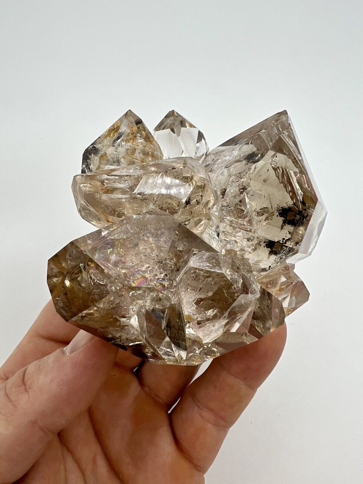 Amazing 90mm Herkimer Diamond Cluster, 20+ Crystals, Smokey, Aesthetic Form