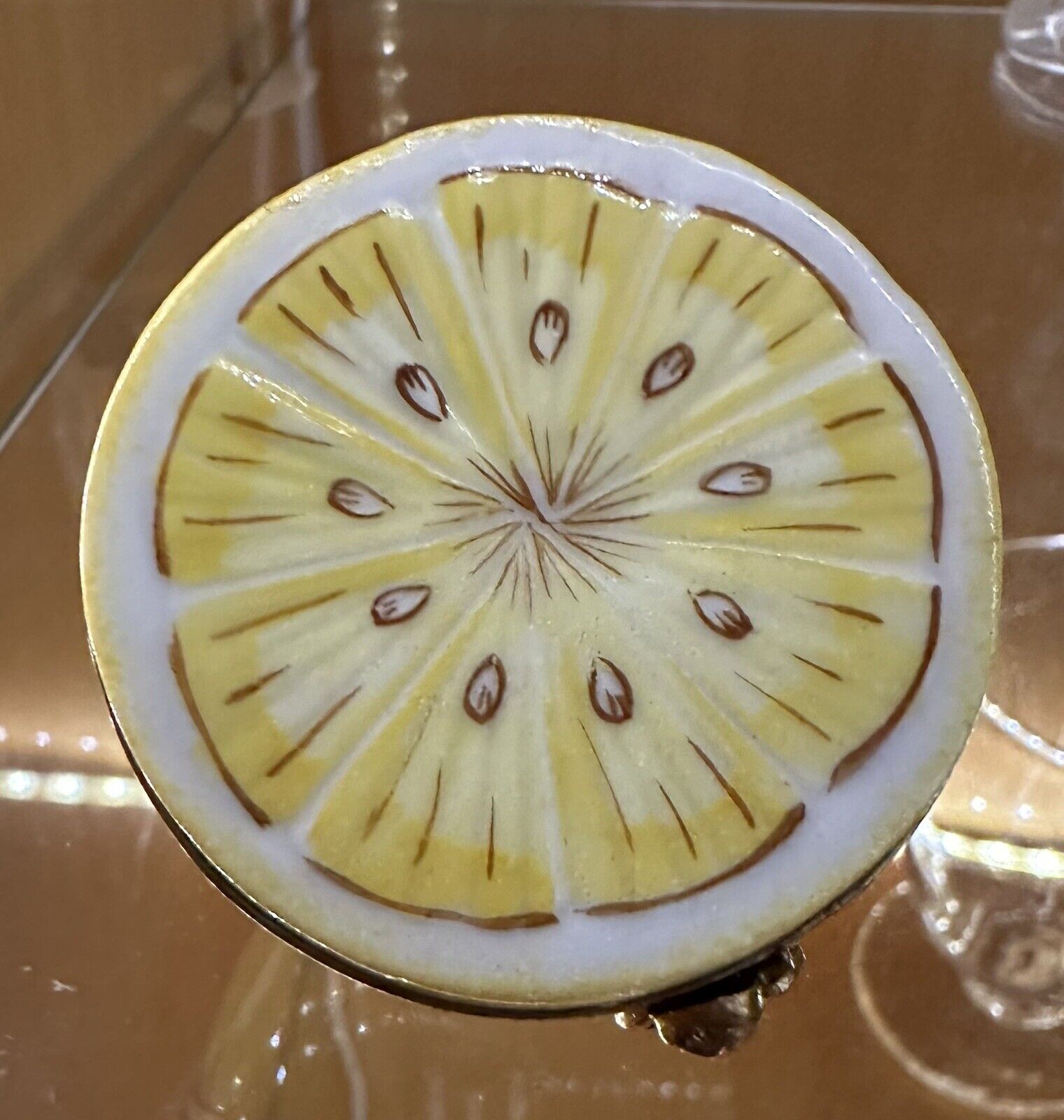 Vintage Limoges France Peint Main OE Lemon Half Trinket Box
