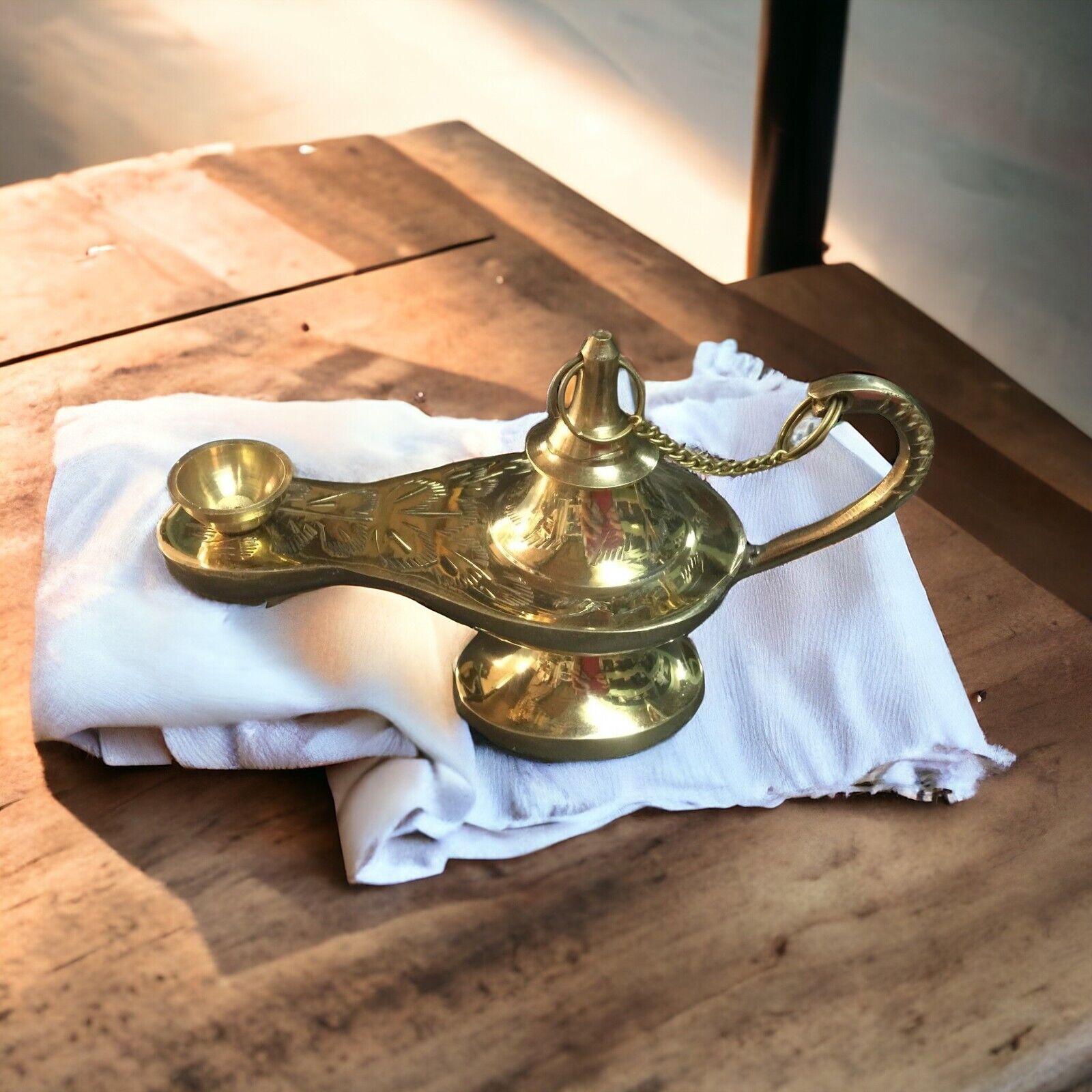 Aladin Genie lamps 4.3'' Golden Brass Magic Lamp Aladdin Middle Eastern Chirag