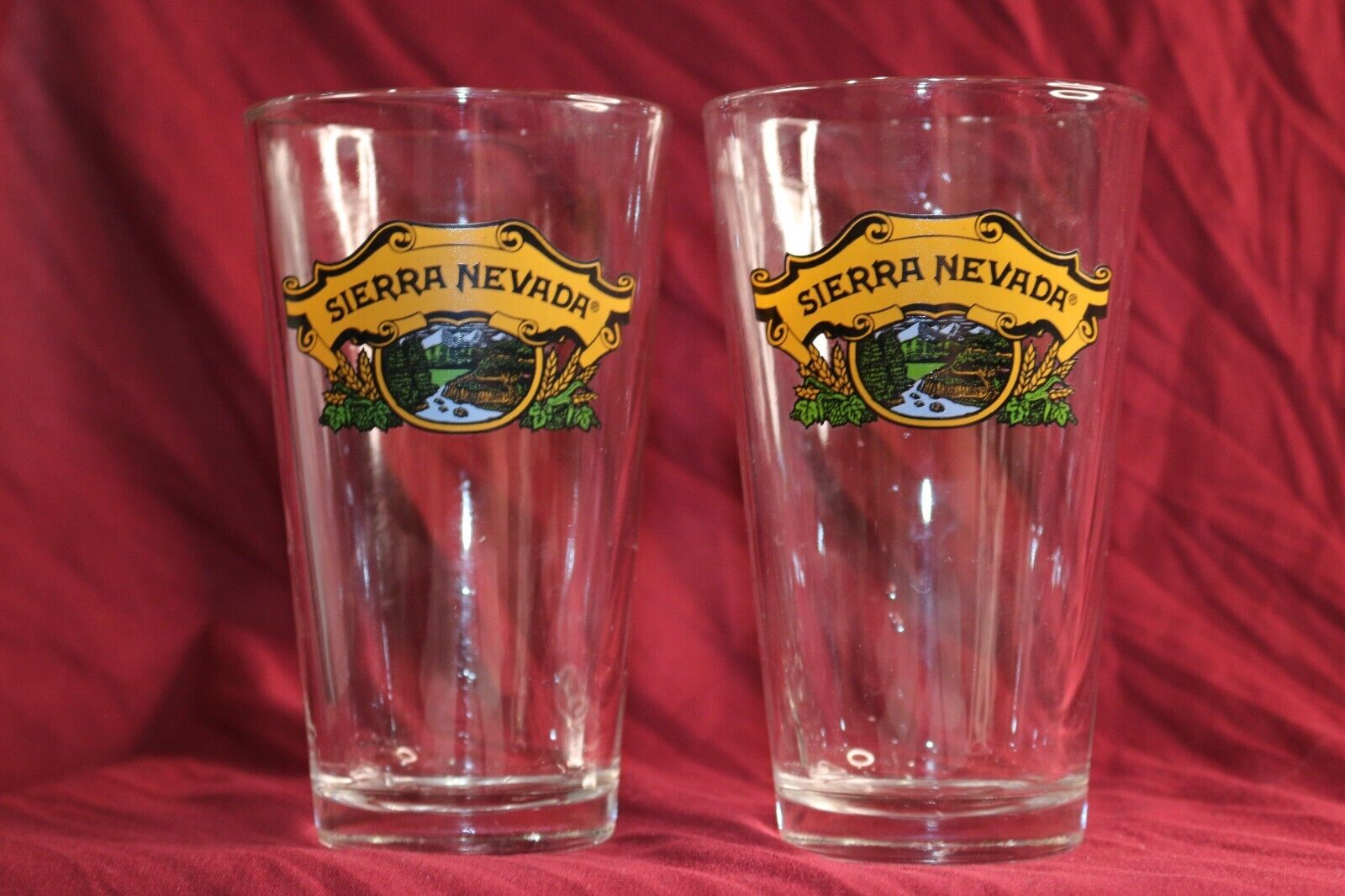 Pair of Sierra Nevada Chico California Pint Glasses (Two) Craft 16oz Beer Glass