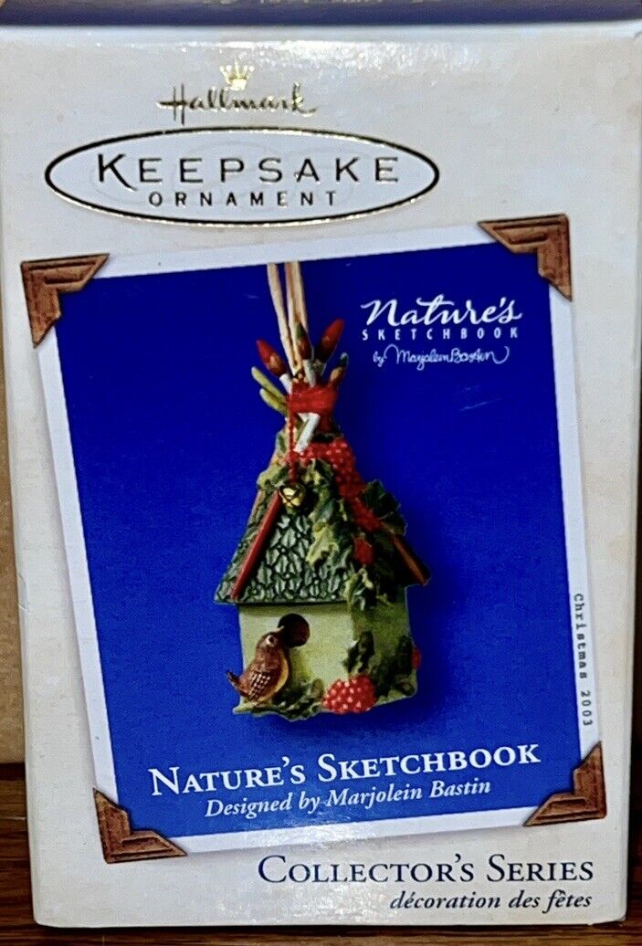 VTG Hallmark Keepsake Ornament Nature\'s Sketchbook Birdhouse #1 2003