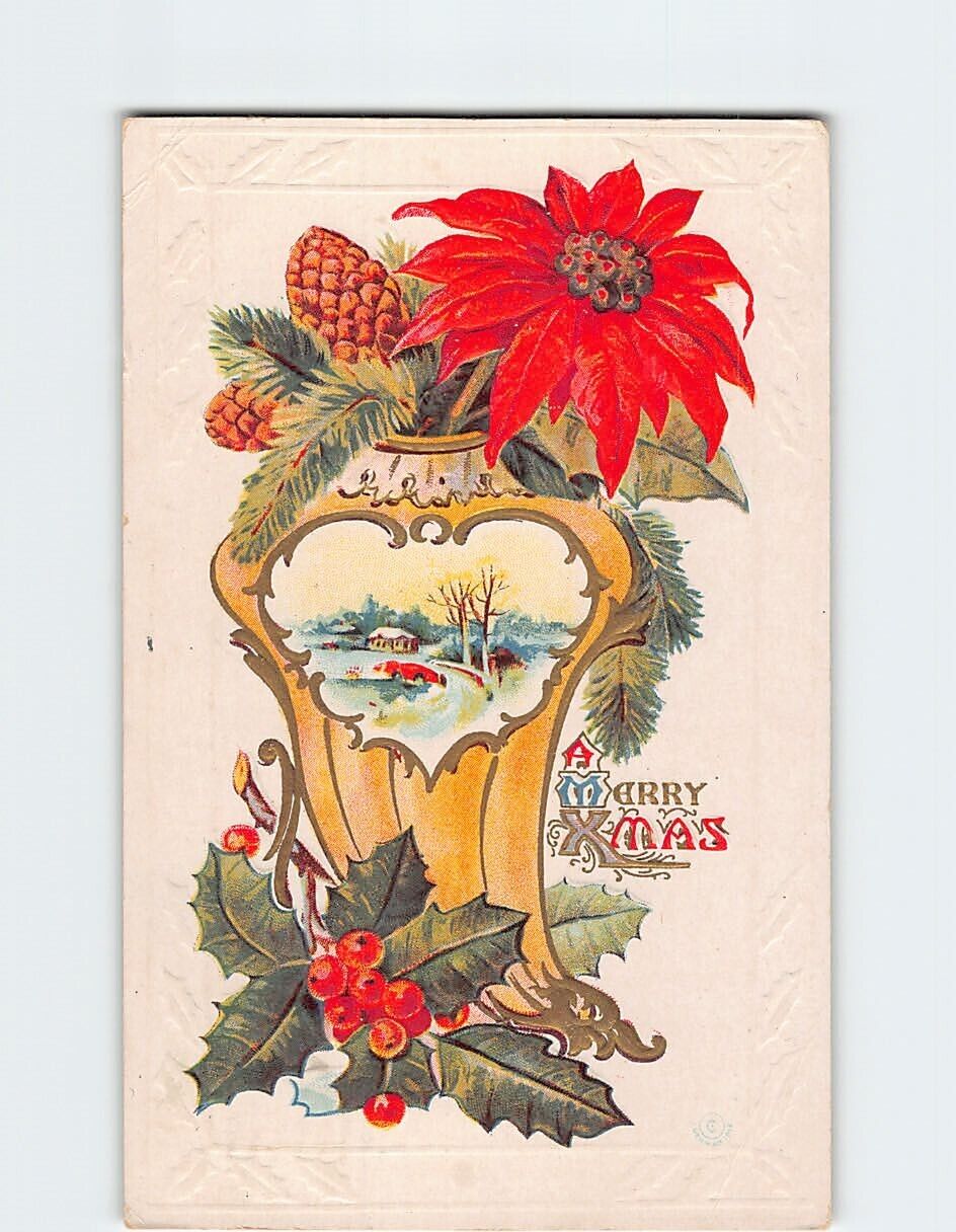 Postcard A Merry Christmas Embossed Card