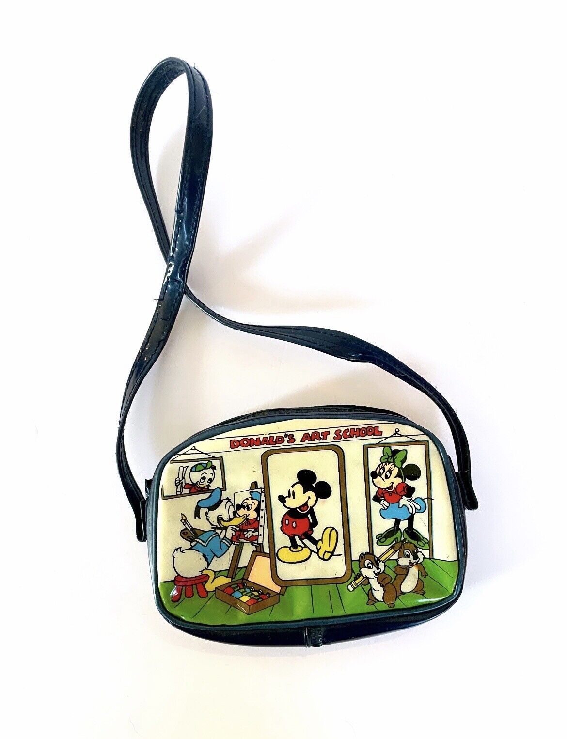 Vintage Mickey Mouse Vinyl Zippered Childrens Purse Shoulder Bag | Walt Disney