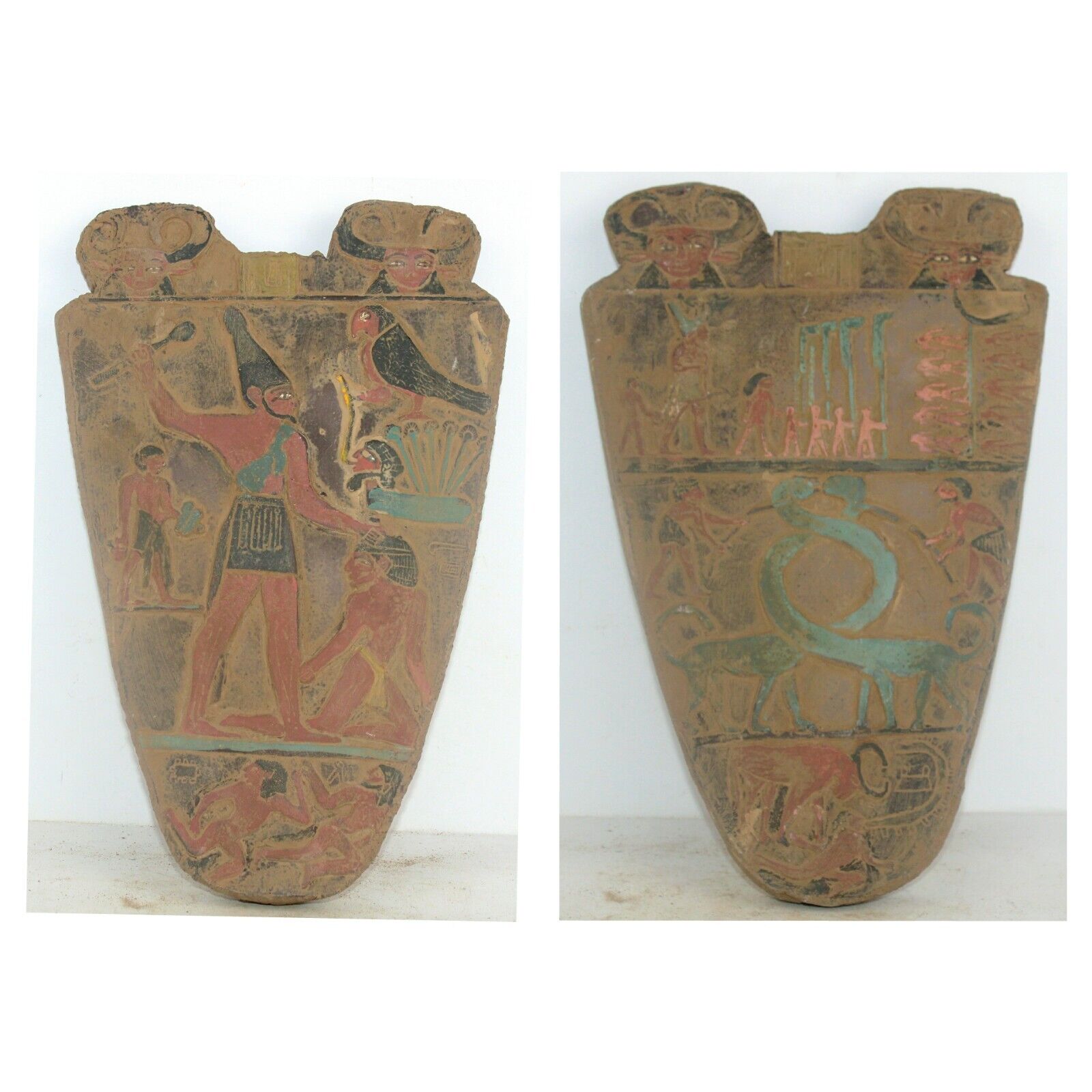 Rare Egyptian Antique Double Sided Stela of King Narmer Egyptology BC Stella