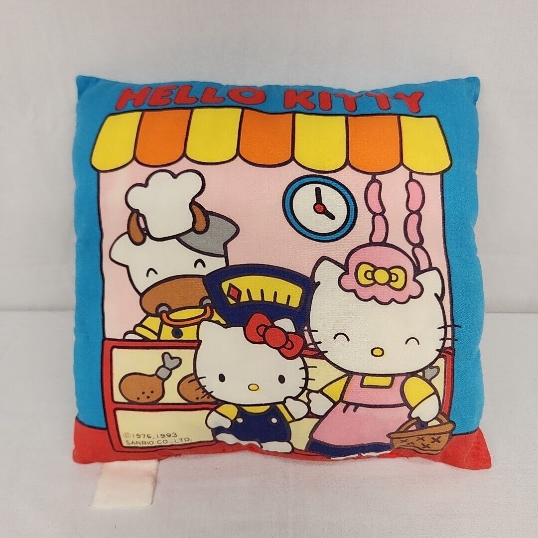 Rare Vintage Sanrio Hello Kitty Pillow 1993 9in x 9in Shopping Trip Pre Owned 