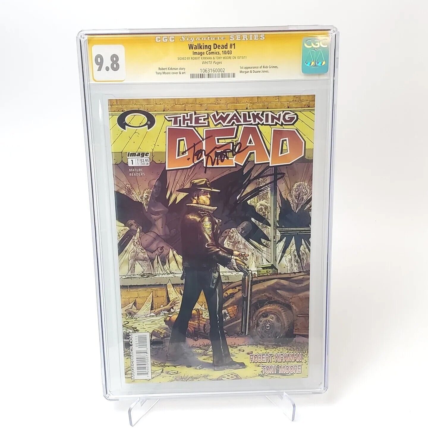Walking Dead #1 CGC 9.8 White Pages - Signed by Robert Kirkman & Tony Moore