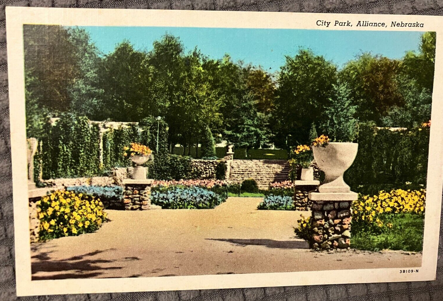 Antique Postcard - Flower Gardens in the City Park in Alliance, Nebraska