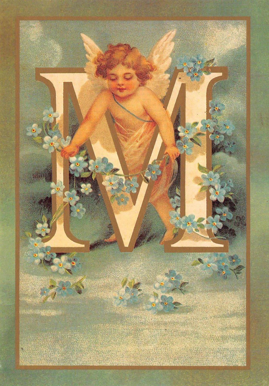 L\'Alphabet Des Angelots Cupid\'s Paris Alphabet Letter M Postcard 5869c