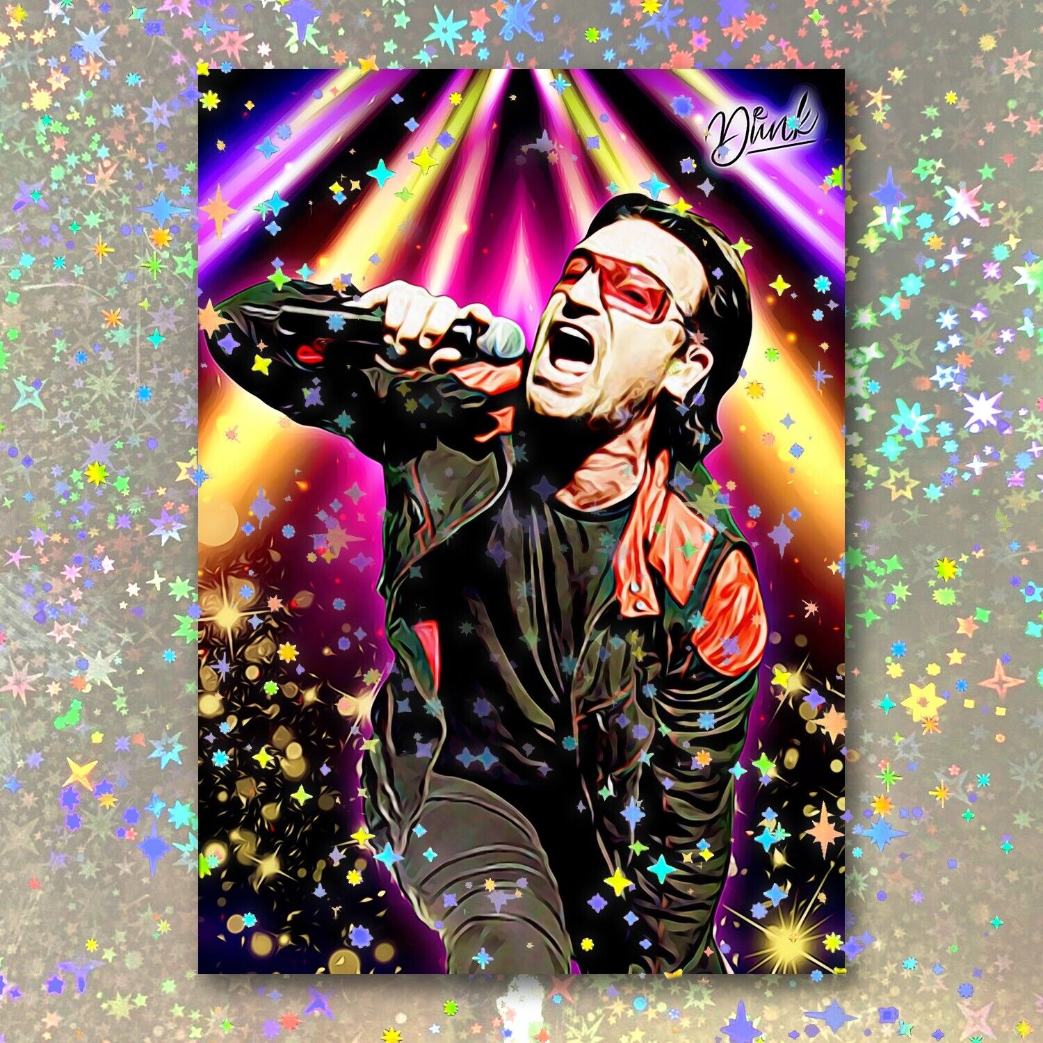 Bono Holographic Headliner Sketch Card Limited 1/5 Dr. Dunk Signed