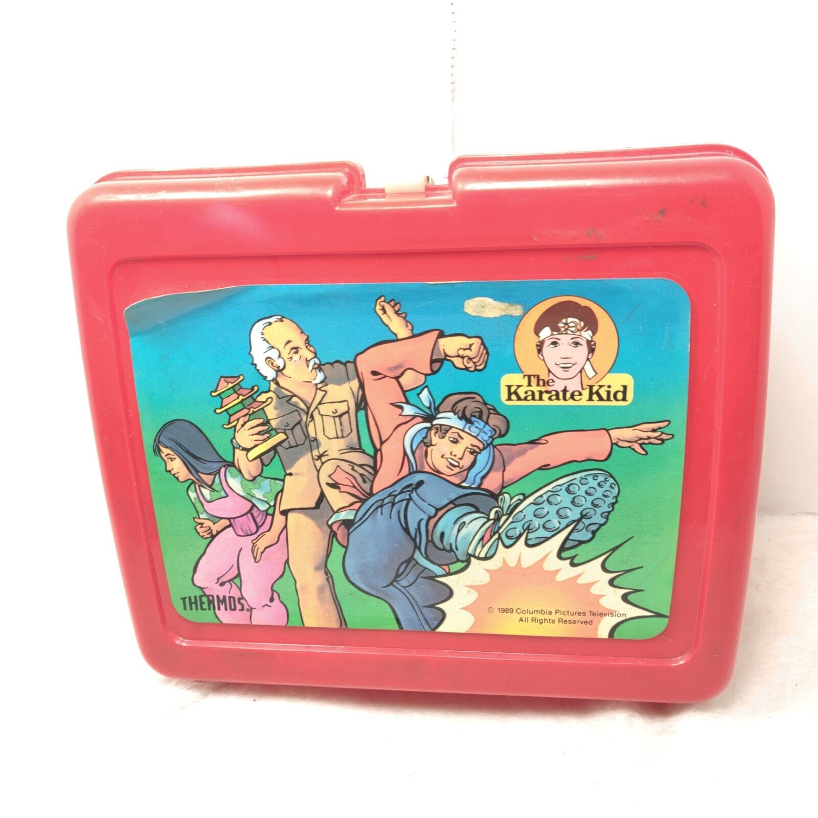 RARE 1989 Karate Kid Thermos brand Lunch Box only Cartoon Show Lunchbox