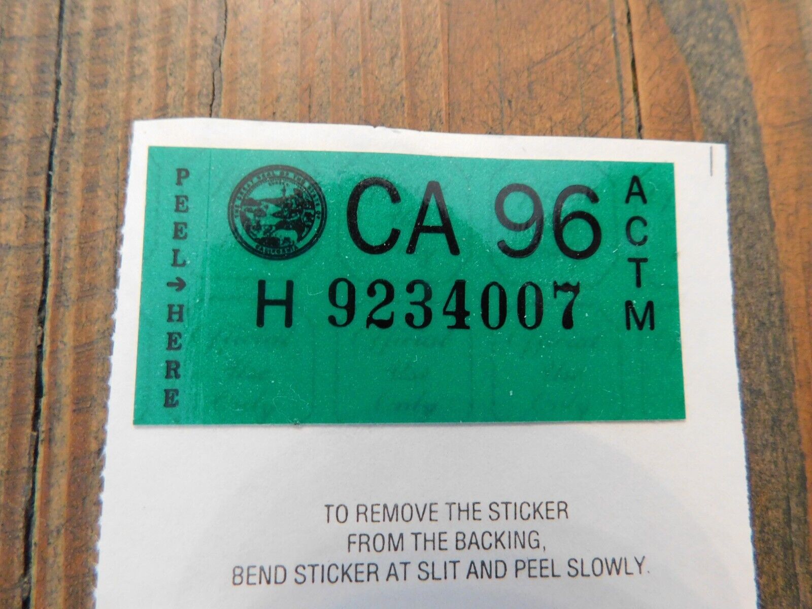 1996 California License Plate Year Sticker