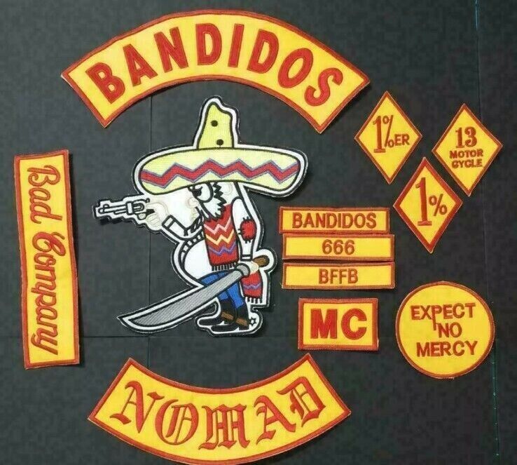 12pcs Bandidos Texas Nomads Mc Biker Patch Set Iron On Vest Jacket Rocker