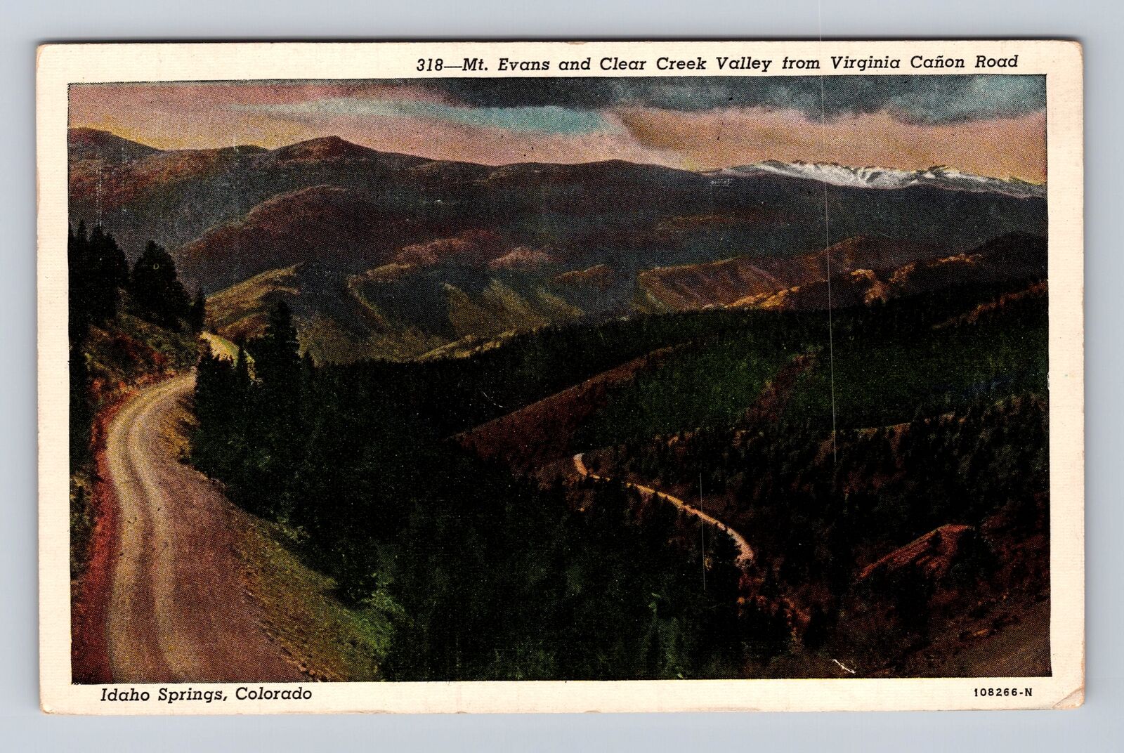 Idaho Springs CO-Colorado, Evans, Clear Creek Valley, Vintage PC c1950 Postcard