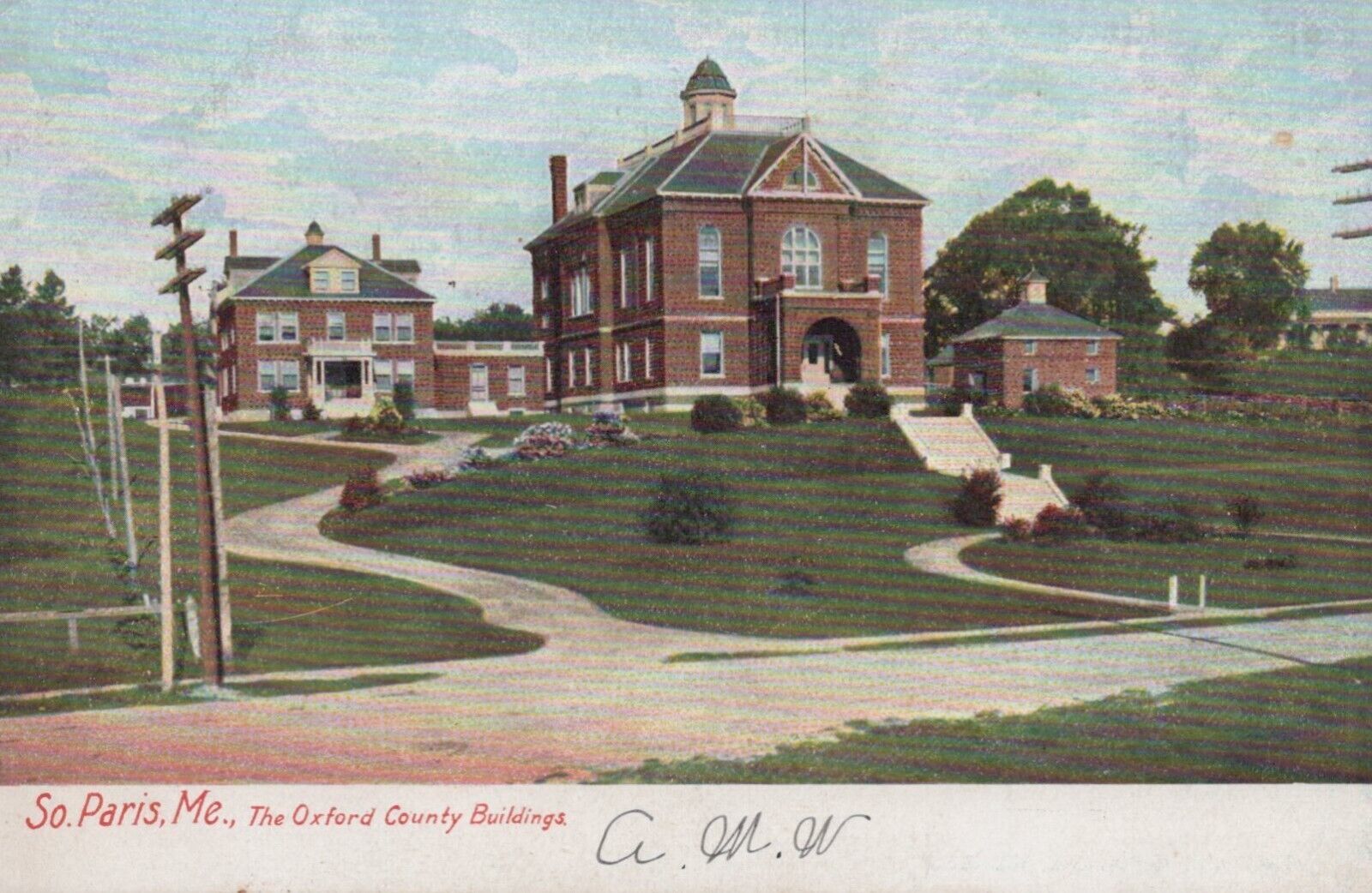 South Paris Maine Oxford County Buildings Antique Postcard 