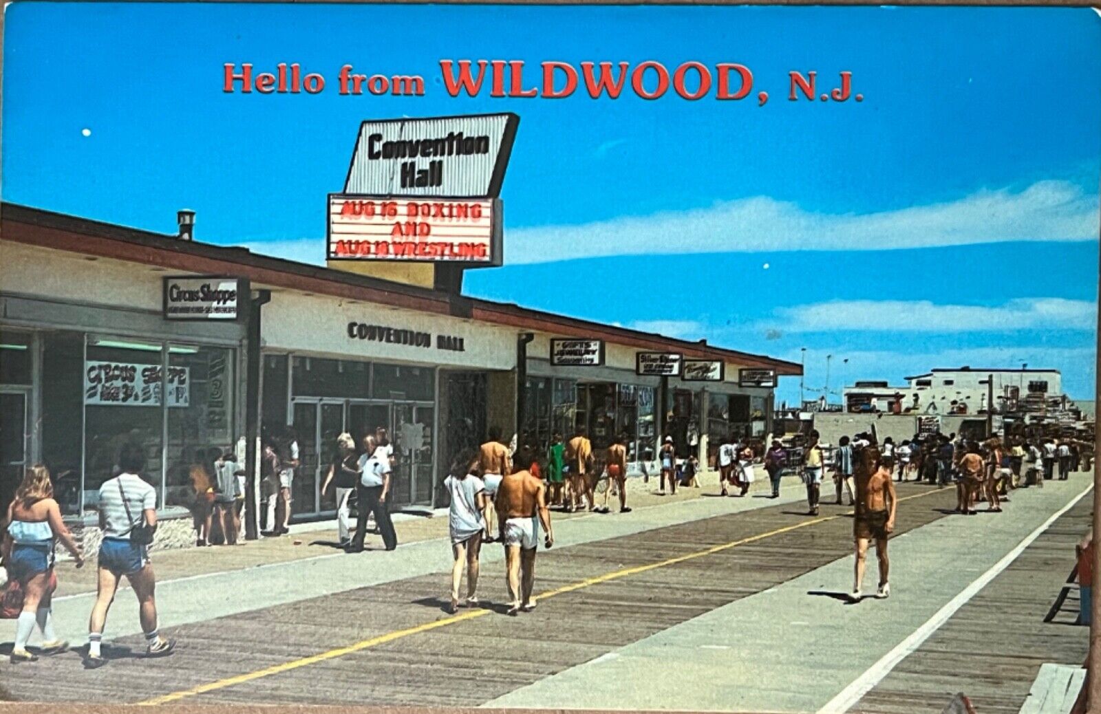 Wildwood New Jersey Boardwalk Shops Postcard c1970