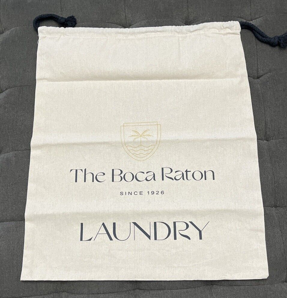 NEW The Boca Raton Hotel Resort Florida Canvas Drawstring Laundry Bag 17x26