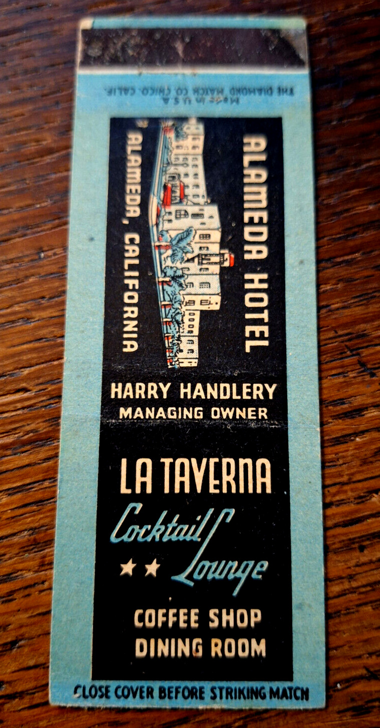 Vintage Matchbook: La Taverna Lounge, Alameda Hotel, Alameda, CA