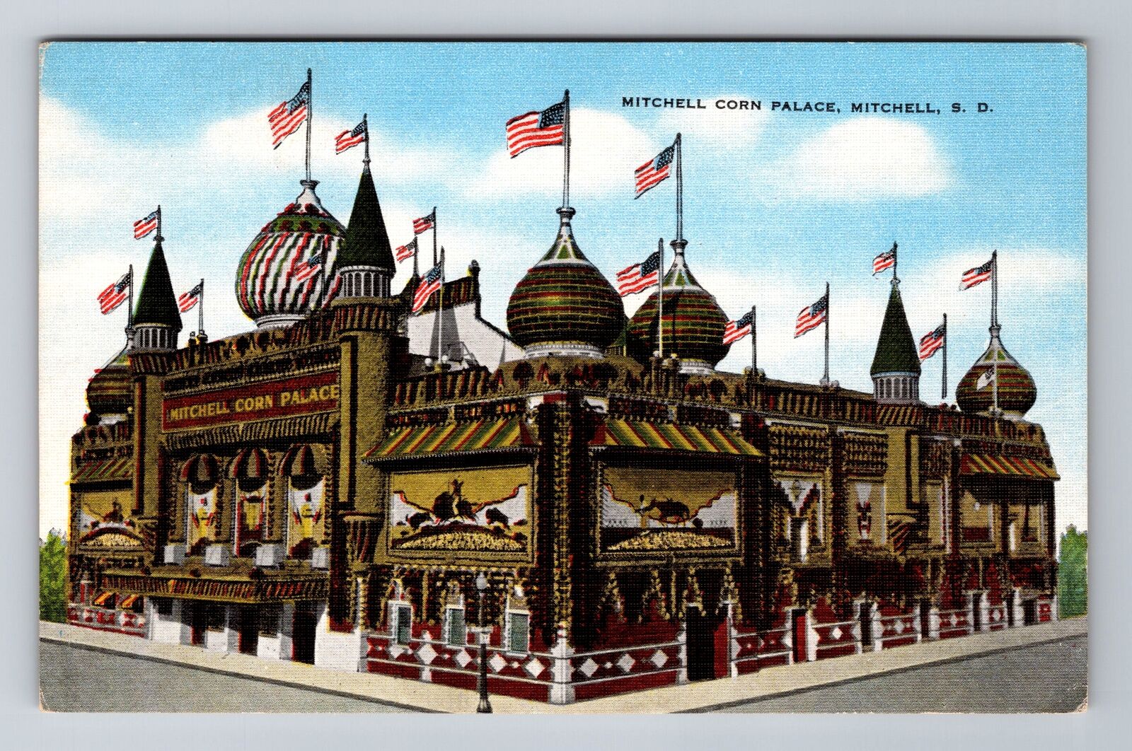 Mitchell SD-South Dakota, World Famous Corn Palace, Antique Vintage Postcard