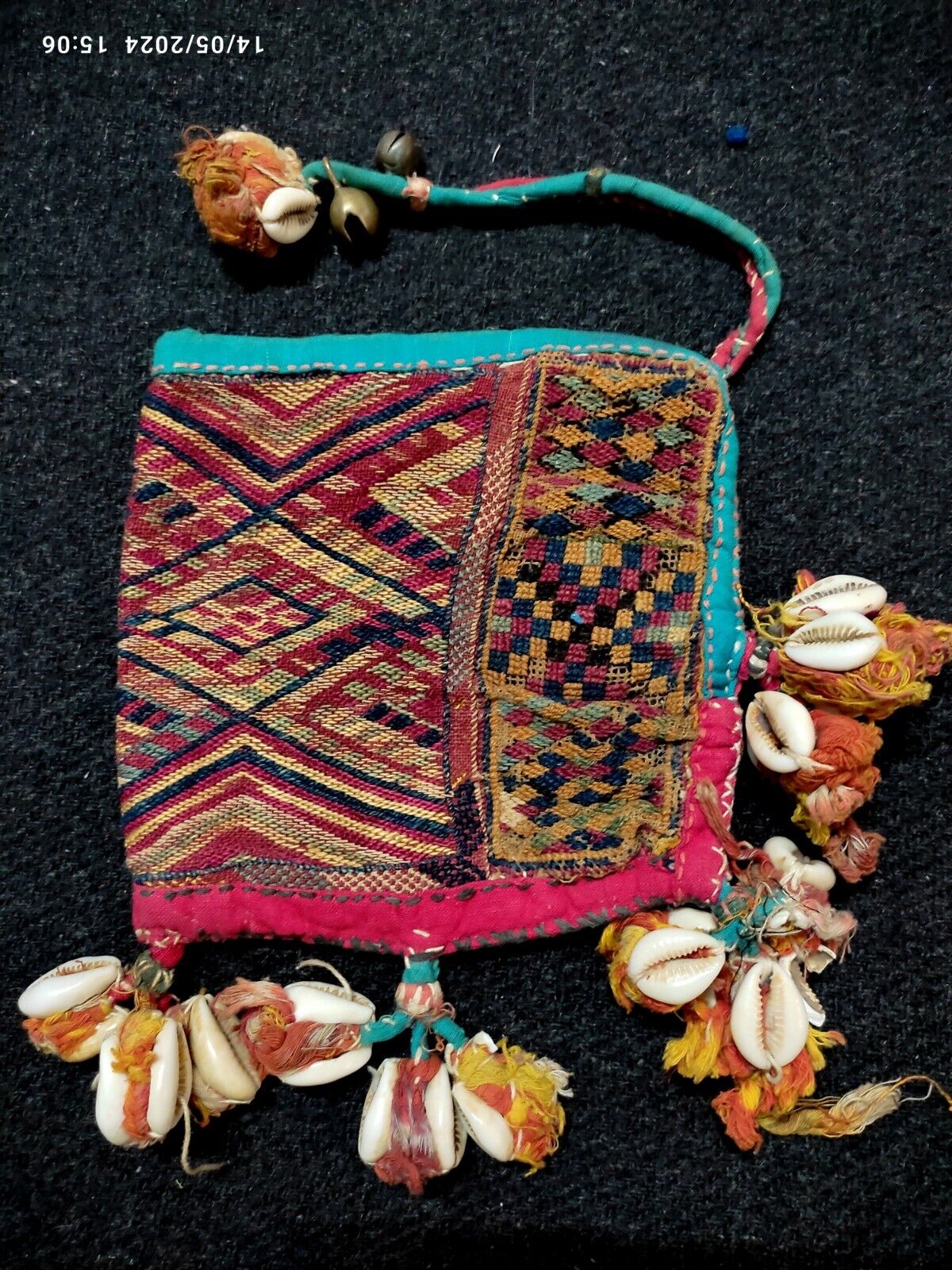 VINTAGE antique Indian handmade tribal banjara ethnic rabari kutchi Silk bag 90