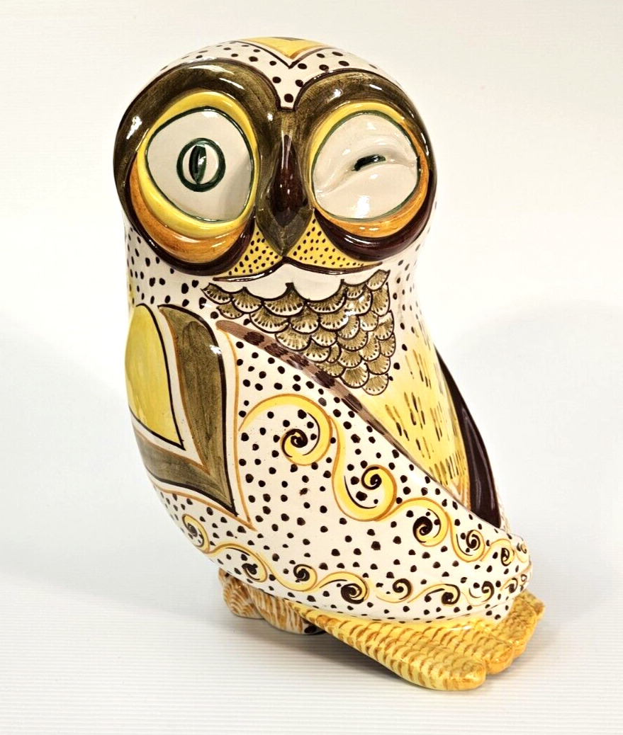 RARE Mottahedeh Winking Owl Italian Pottery 10\