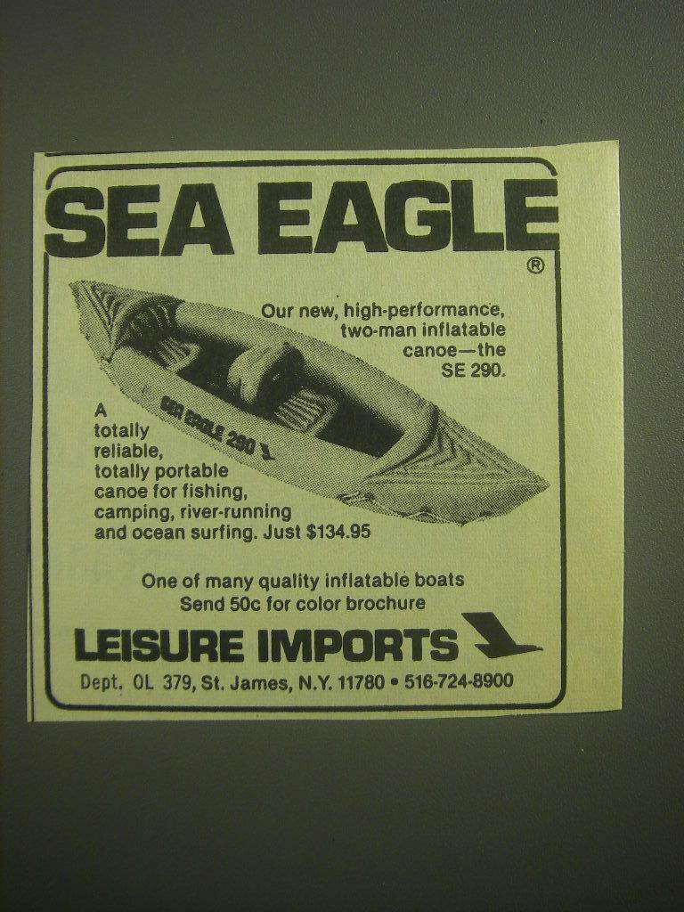 1979 Leisure Imports Sea Eagle SE 290 Boat Ad - Sea Eagle the toughest PVC
