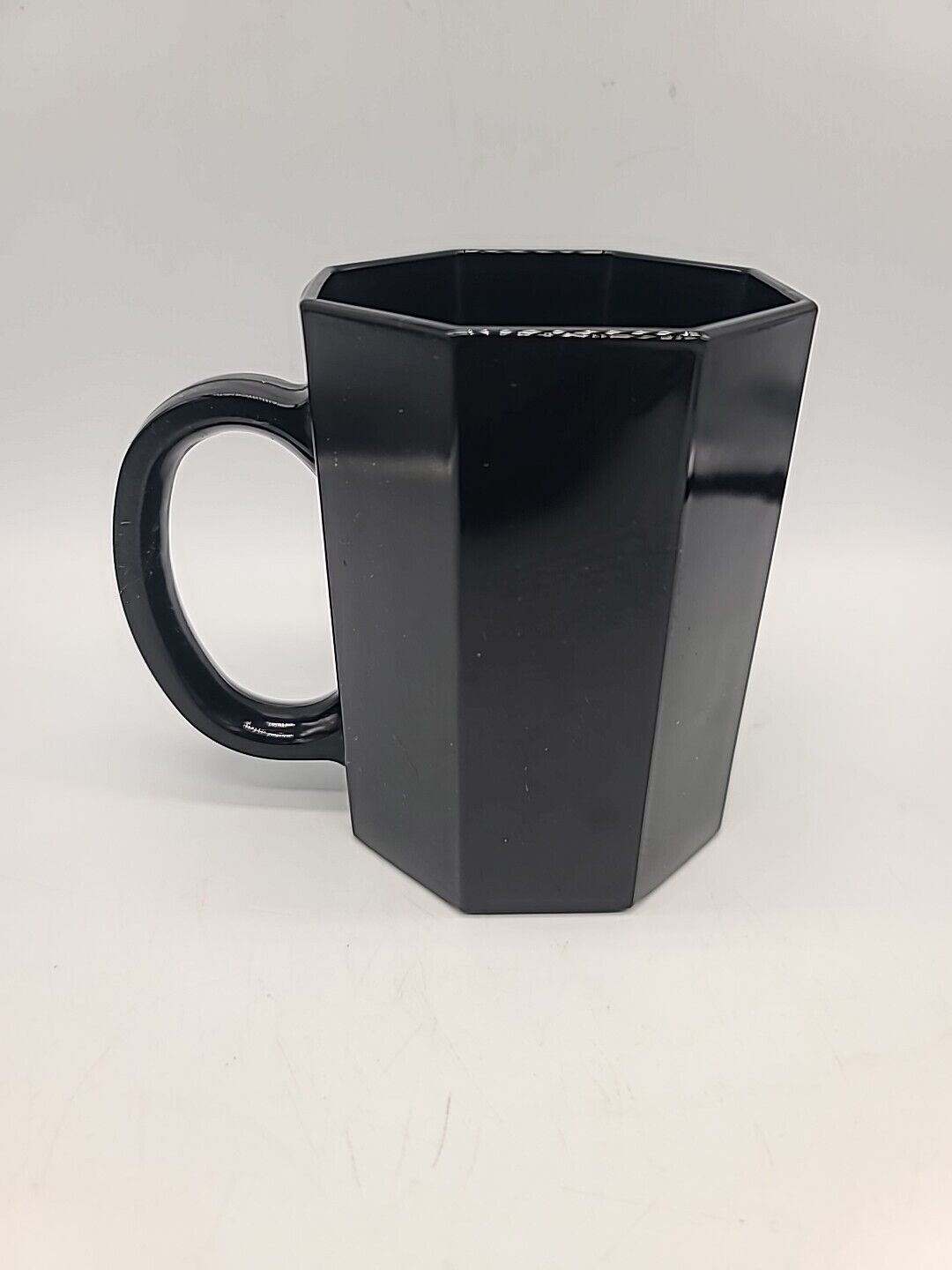 Vintage Coffee Mug Arcoroc Octime Octagon Black Glass France Replacement Mug