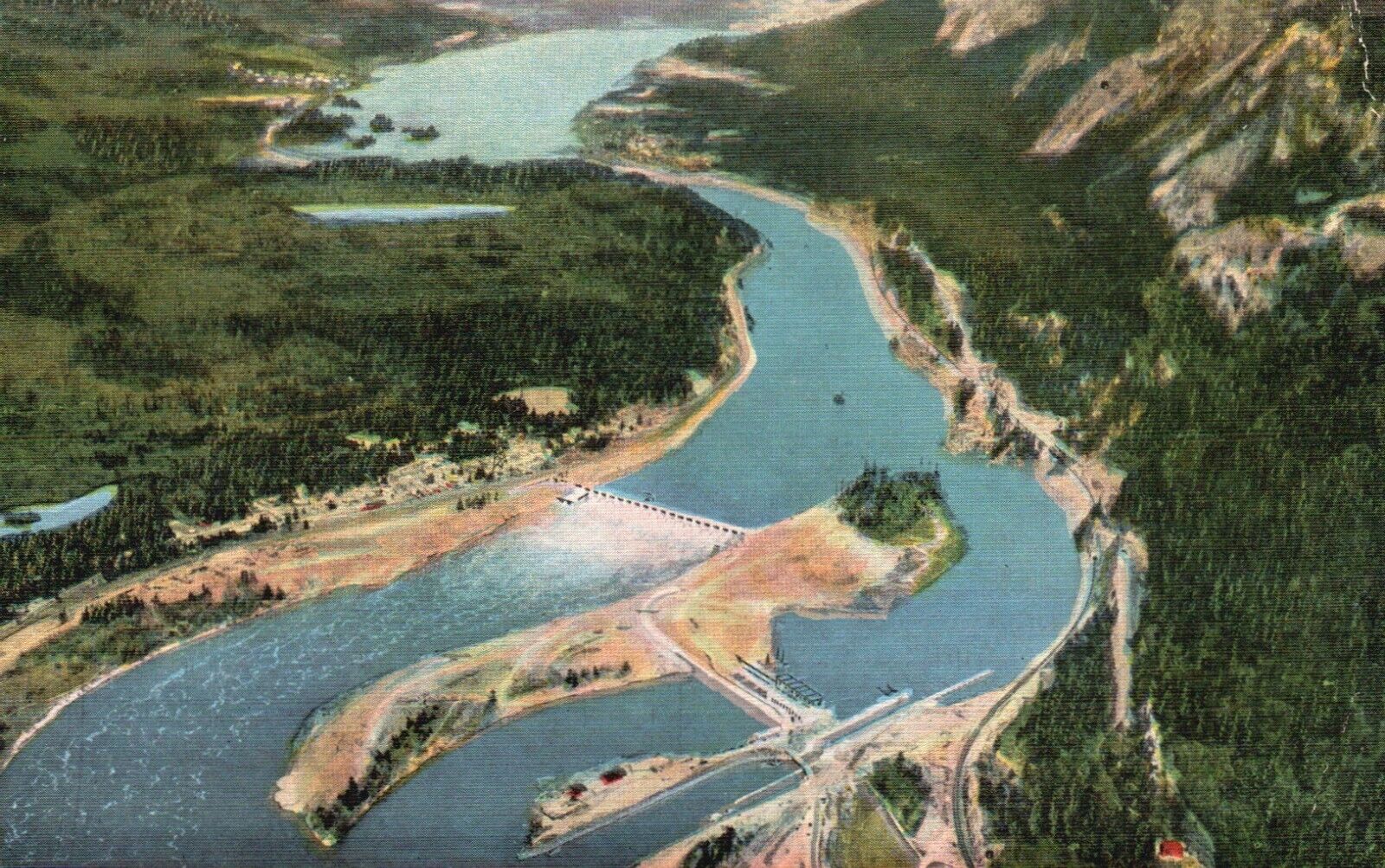 Postcard OR Bonneville Dam east towards Bridge of the Gods Vintage PC H7867