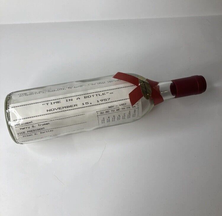 RARE 1986 Novelty Time In A Bottle November 15th 1957 READ 💥