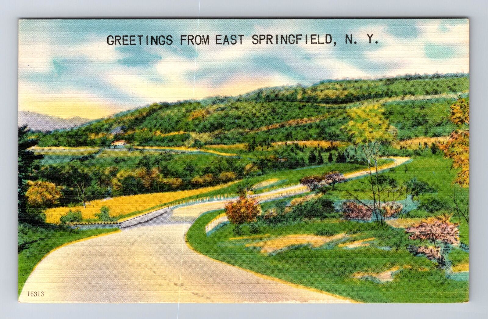 East Springfield NY-New York, General Greetings Road Street, Vintage Postcard