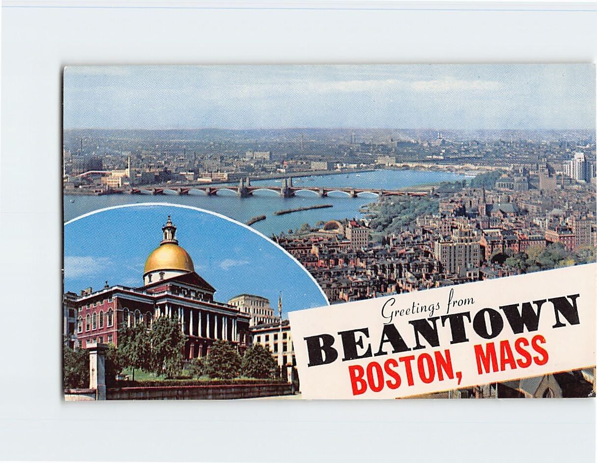 Postcard Greetings from Beantown Boston Massachusetts USA