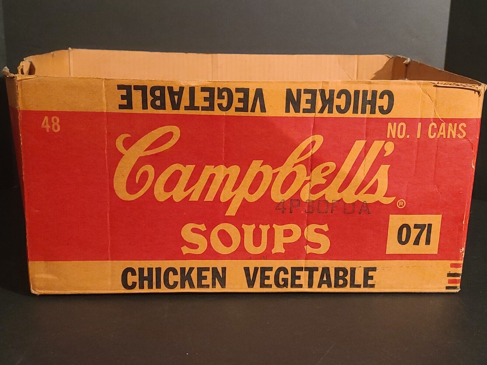 Vintage 1960s Campbell’s Chicken Vegetable Can Soup Cardboard Empty Box