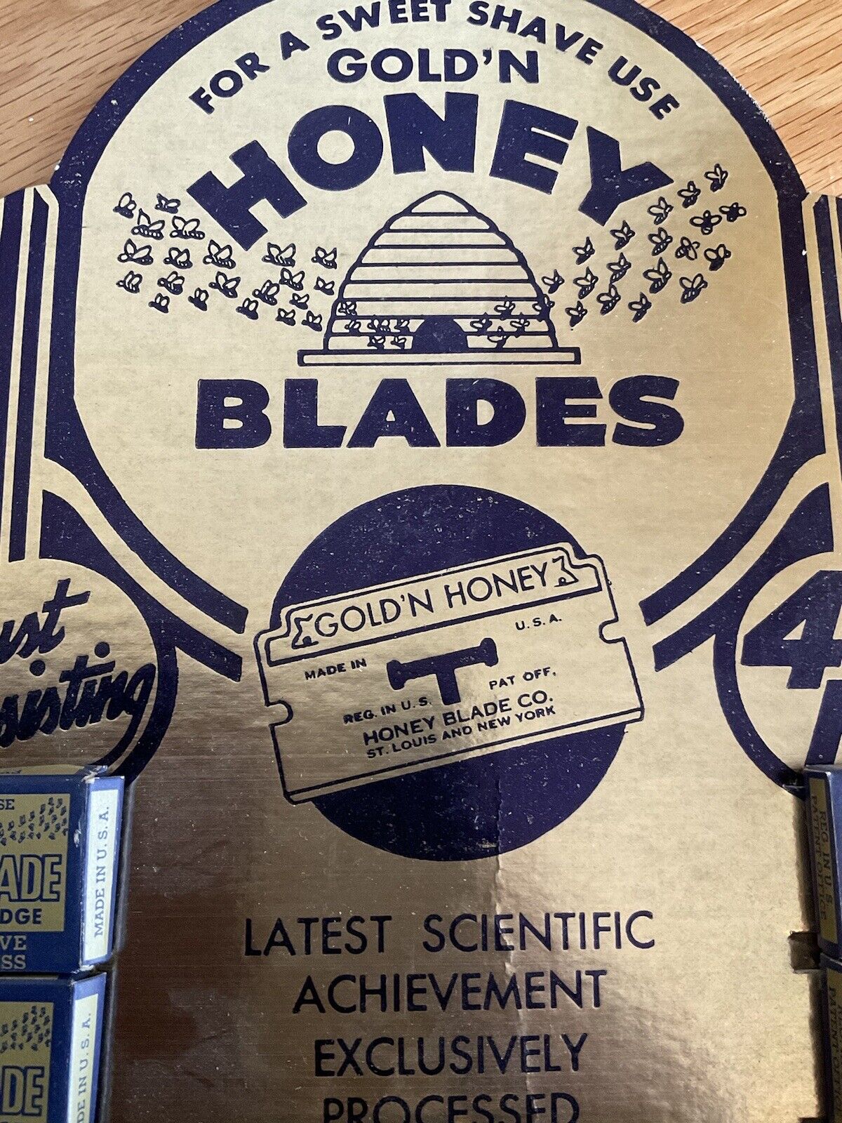 Vintage Gold'N Honey Blades cardboard store display