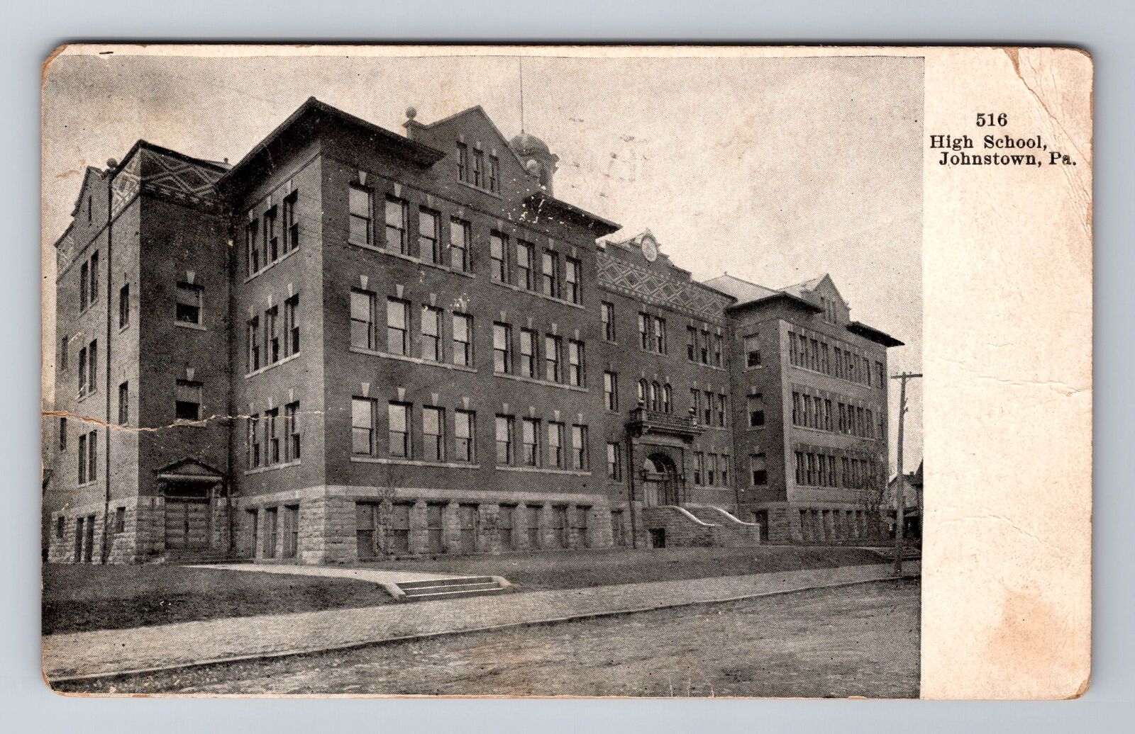 Johnstown PA-Pennsylvania, High School Building, Antique Vintage c1909 Postcard