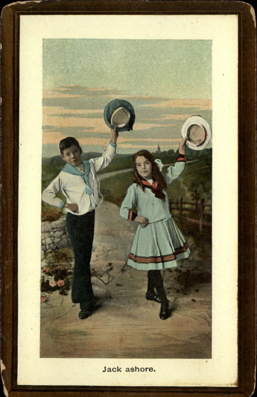 Jack Ashore ~ boy girl sailor outfits dancing ~ Edwardian fashion c1915 postcard