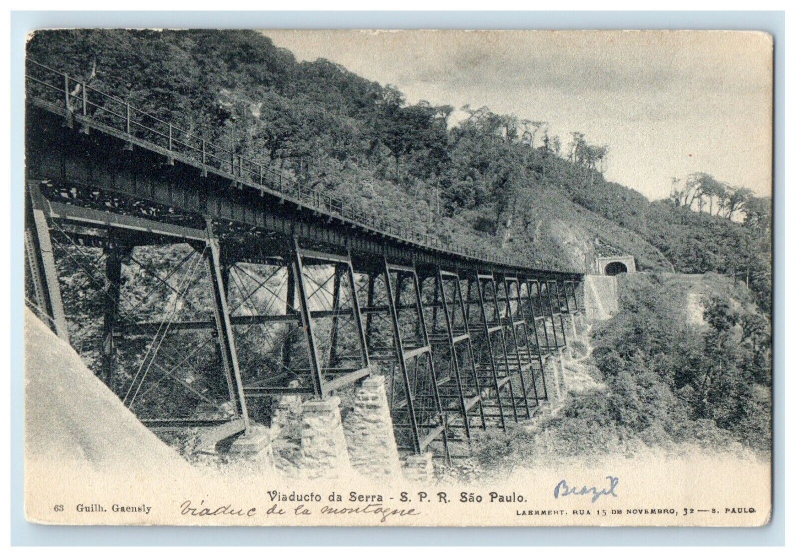 Viaducto Da Serra S. P. R. Sao Paulo Railway Train Viaduct Railroad Postcard