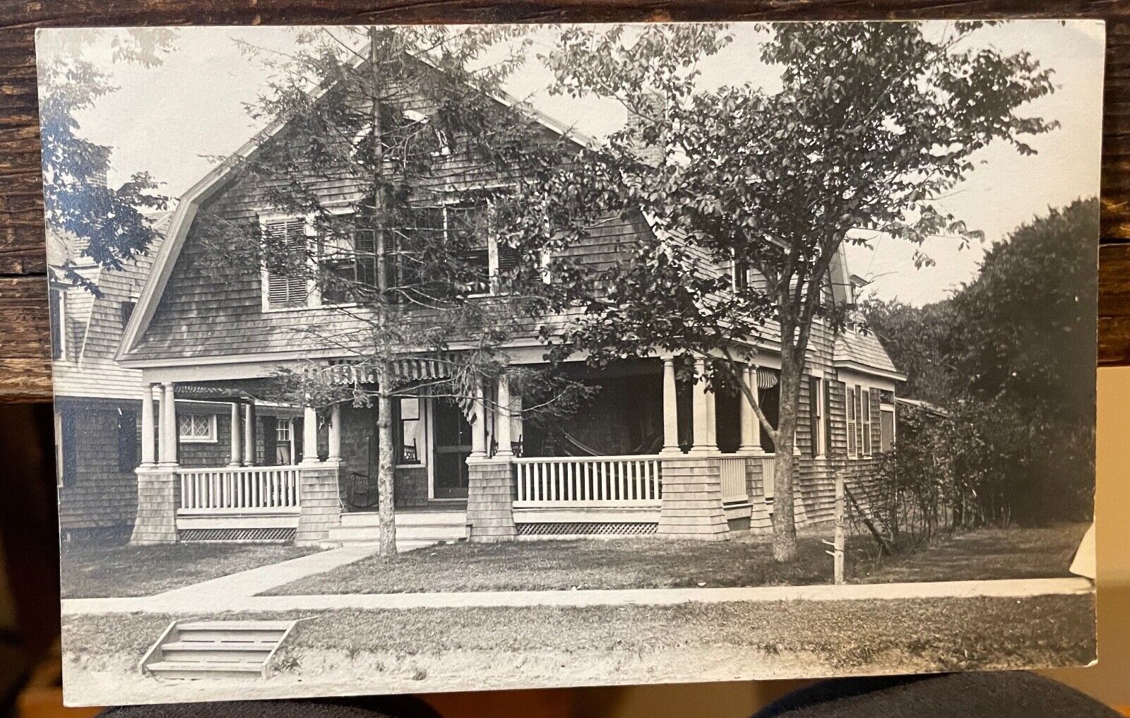 RPPC PHOTO Groton CT 1911 Home Gambrel Roof to Bess Garret Fitch North Adams MA