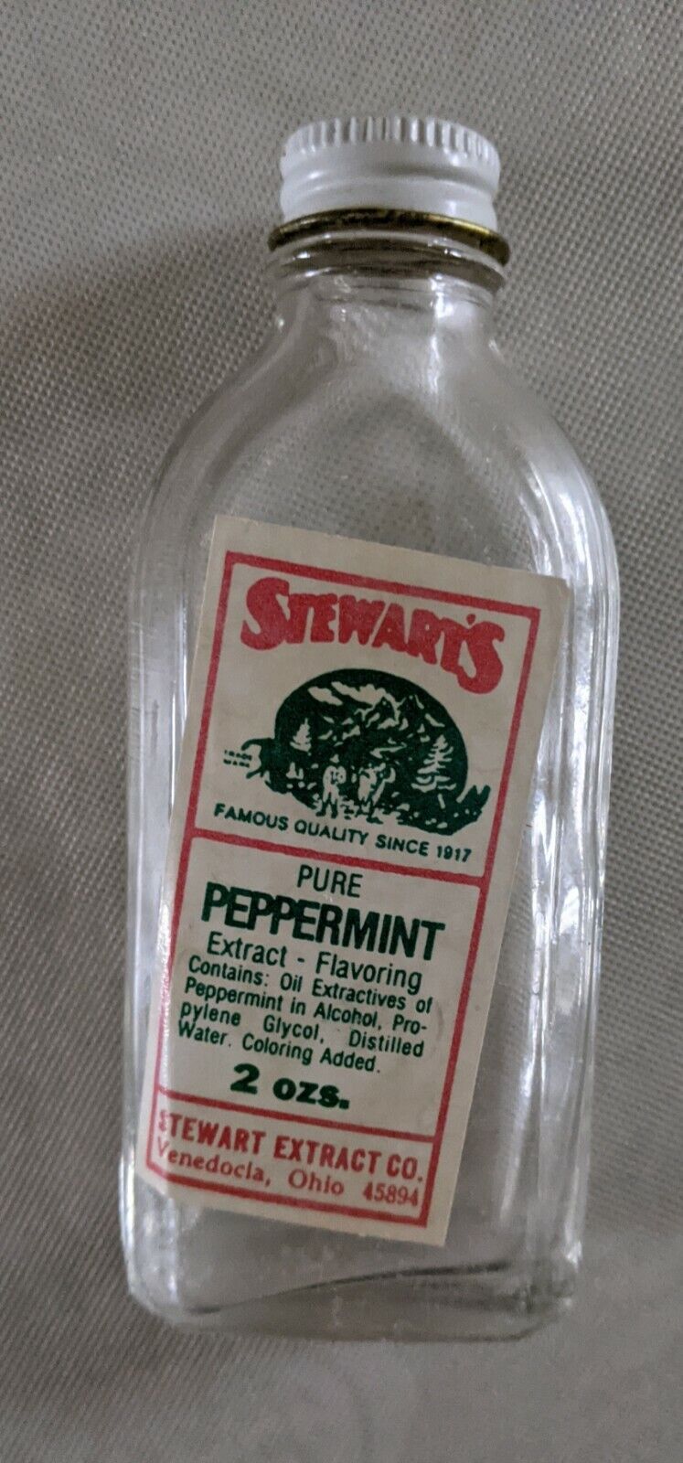 Vintage Stewart\'s Peppermint Bottle, Stewart Extract Company, Venedocia Ohio