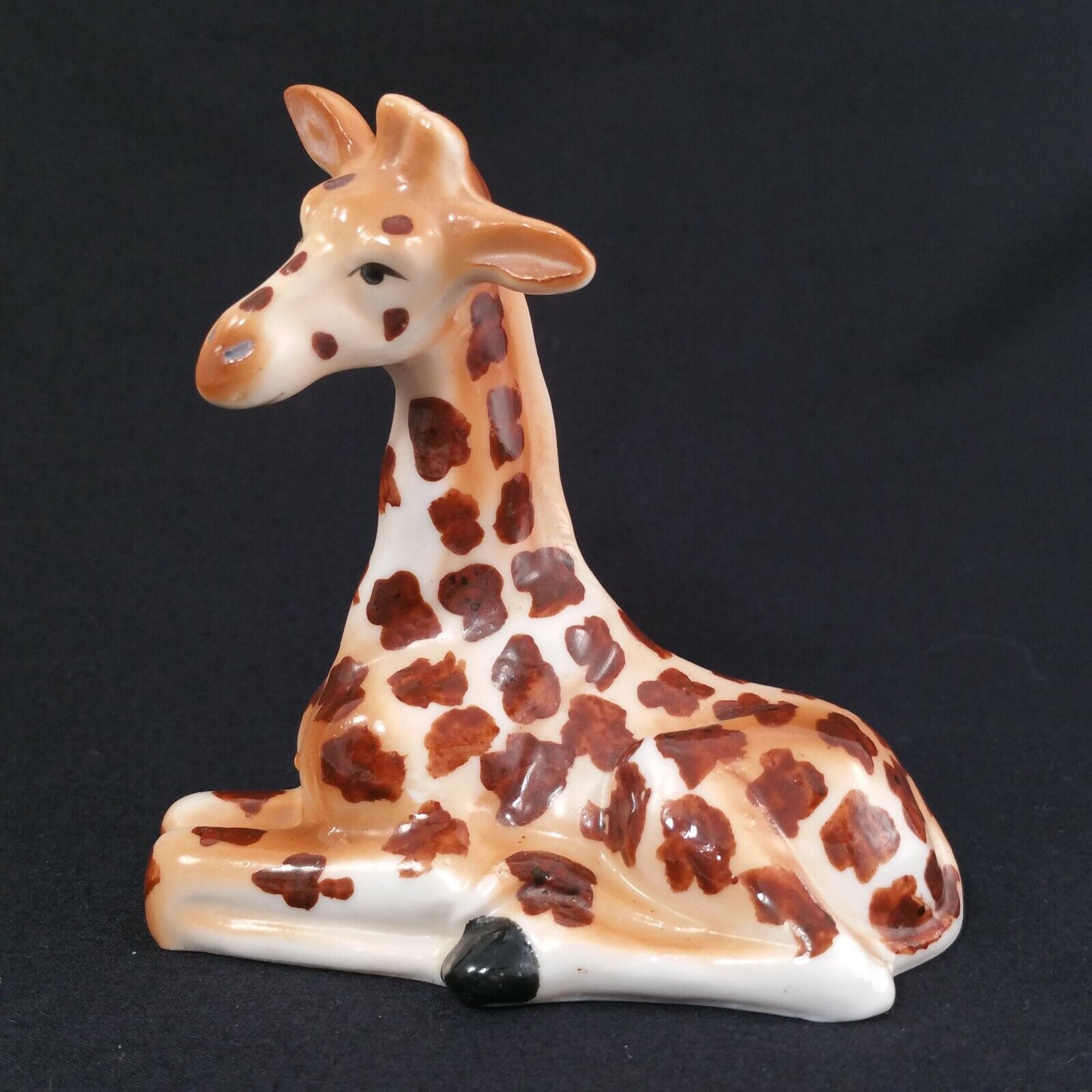 Vintage Porcelain Giraffe Laying Down Figurine Hand Painted