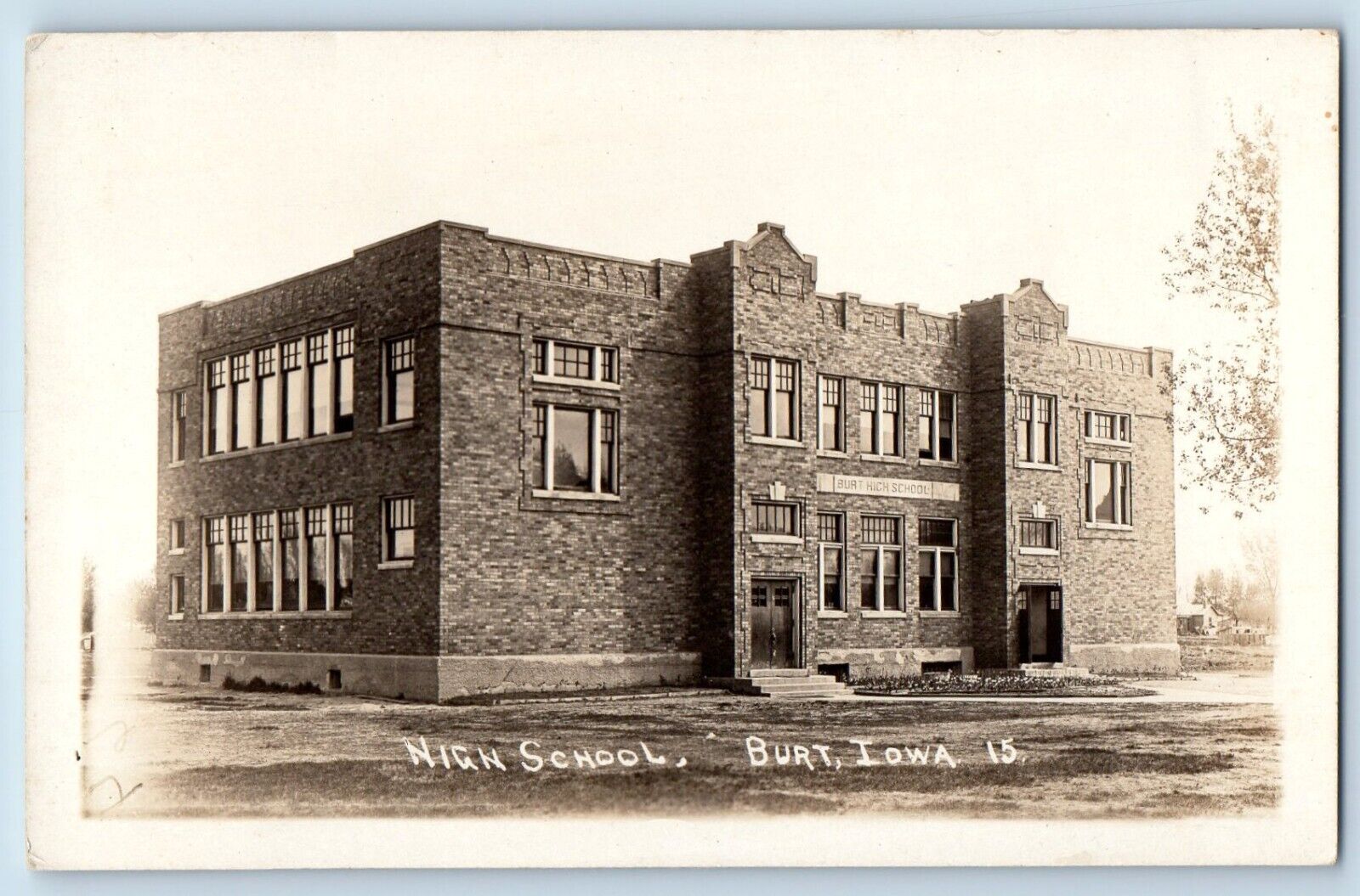 Burt Iowa IA Postcard RPPC Photo High School Building Campus c1910\'s Antique