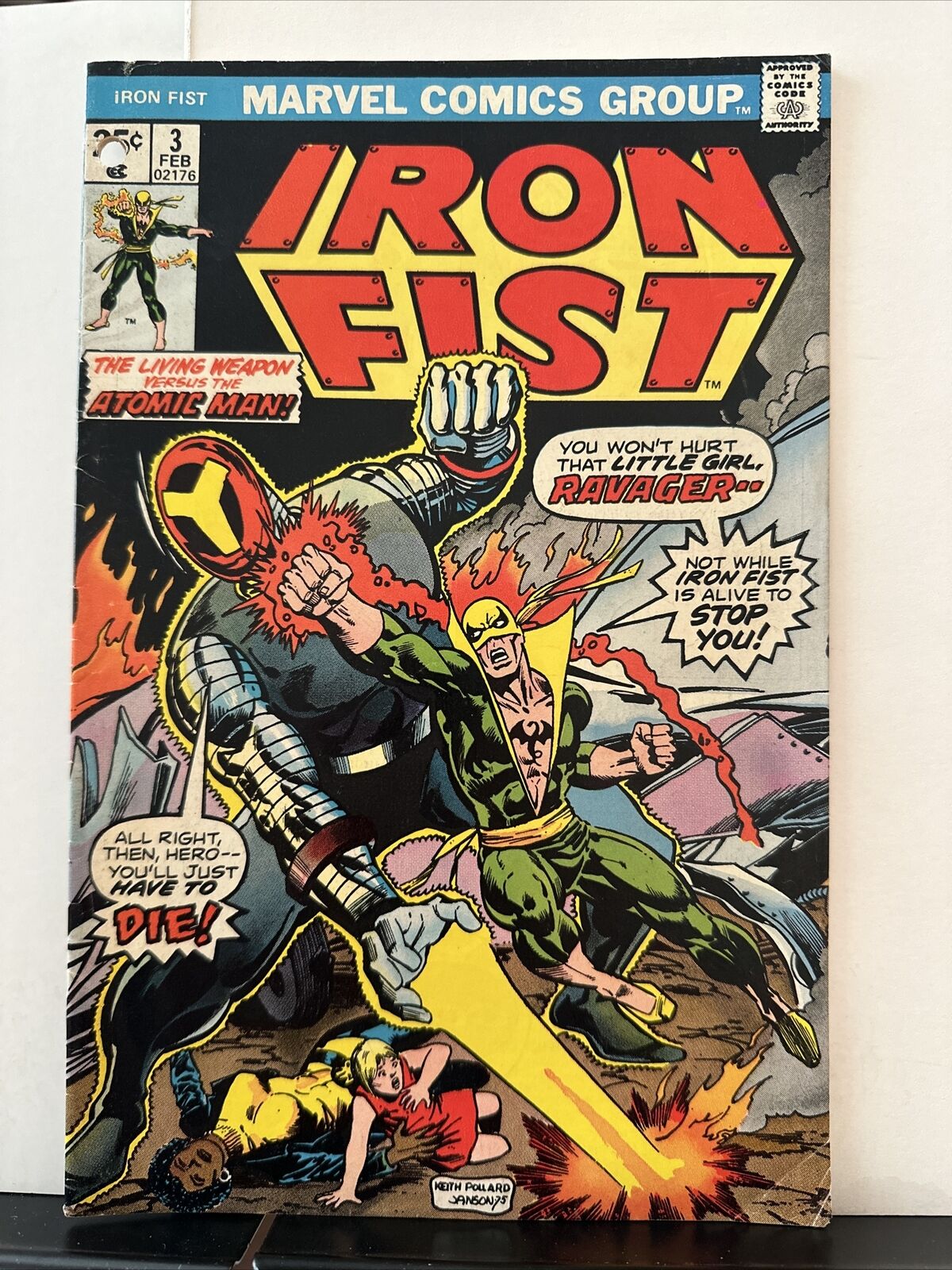 Iron Fist #3 (1986) Marvel Stamp intact.