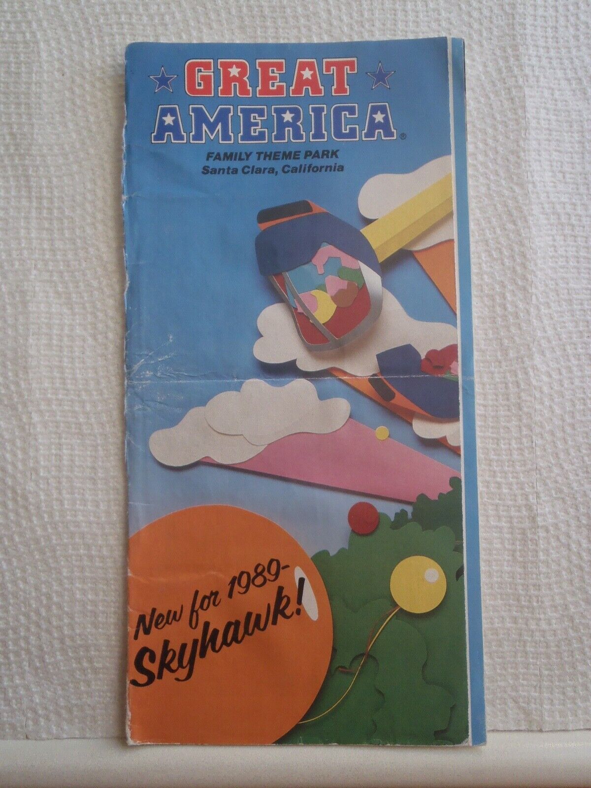 Great America California 1989 Park Guide Map Skyhawk Debut Vintage Rare Retro