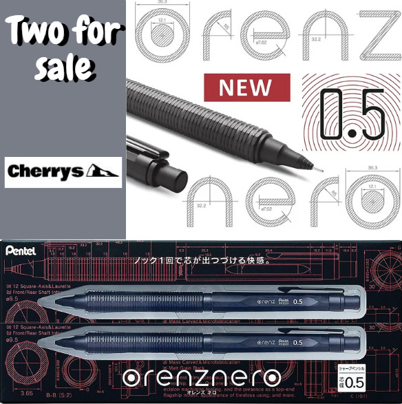 Pentel Orenz Nero mechanical graphite pencil 0.5 mm Black PP3003-A Two for sale