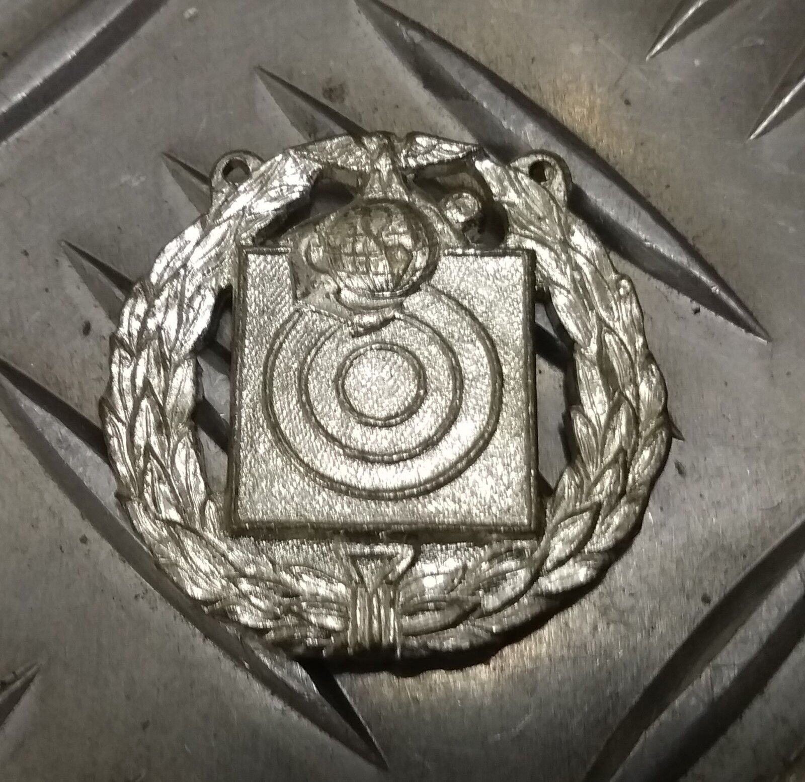 Genuine Vintage U.S.M.C Marksman Badge Shield Metal Badge Marine Corps Obsolete 
