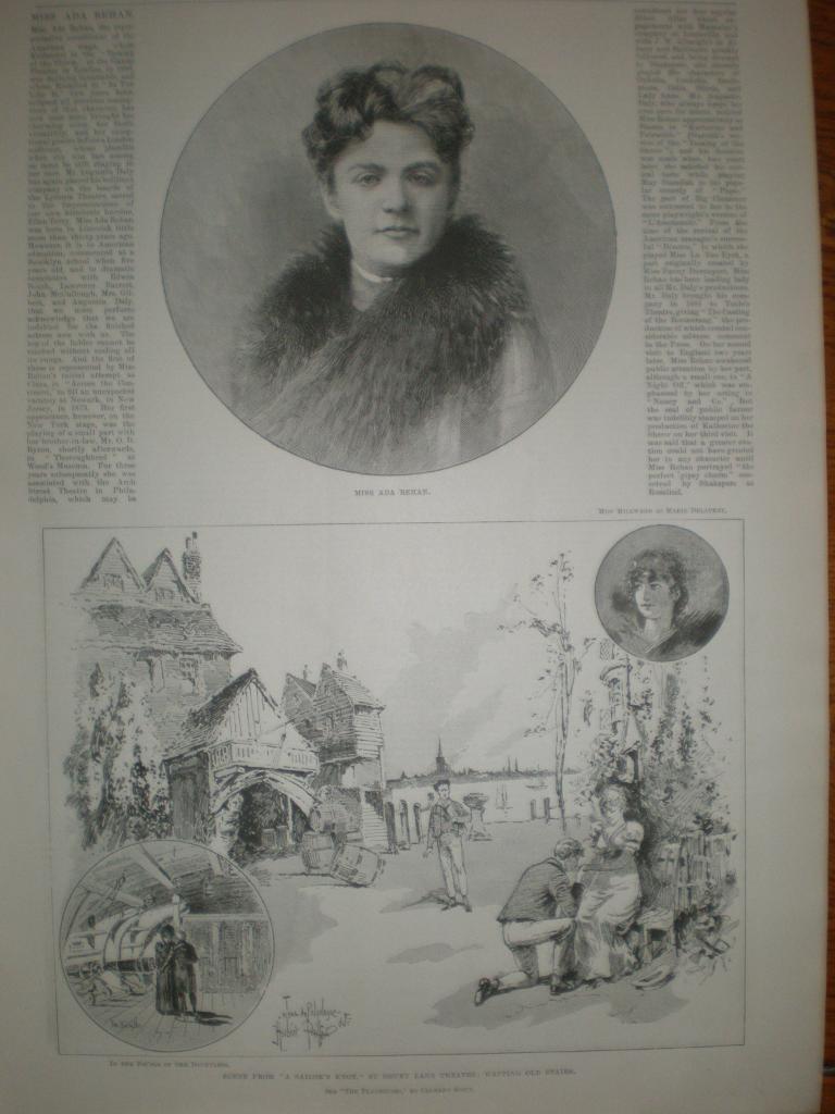 Article print US actress Ada Rehan 1891