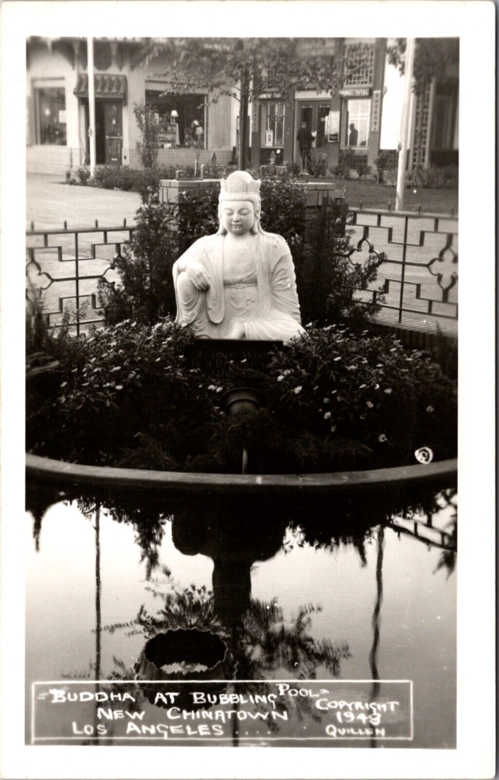 Real Photo PC Buddha at Bubbling Pool New Chinatown Los Angeles, California