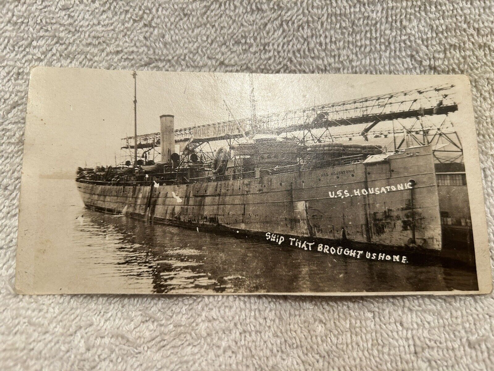 Antq. Postcard U.S.S. Housatonic Transport Ship Brought Henry Kran Back From WWI
