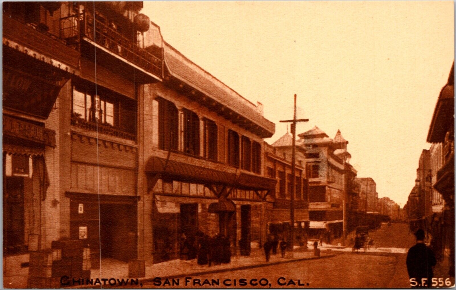 Postcard Street Scene Chinatown in San Francisco, California