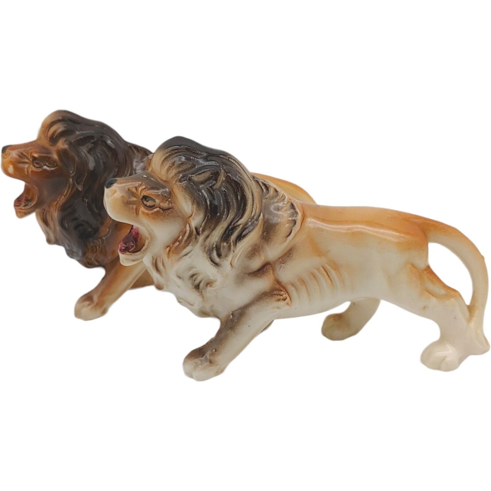 Realistic Roaring Lion Figurine Pair - 4.5\