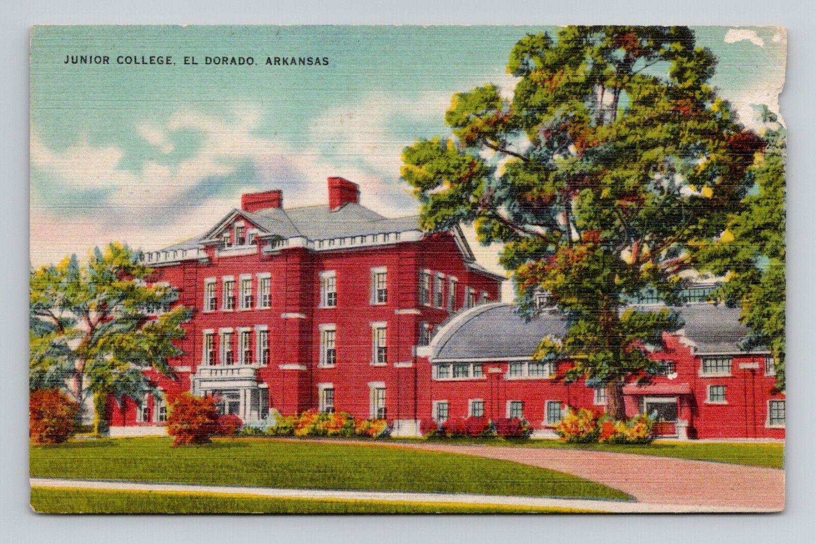 Postcard Junior College in El Dorado Arkansas AK, Vintage Linen M18